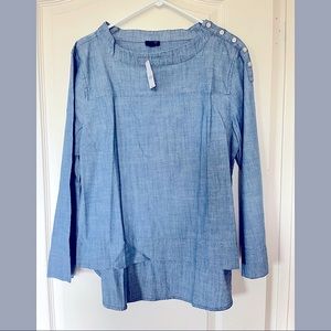 NEW J. Crew Blue Linen Top